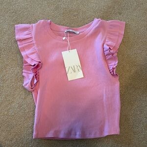 Zara pink ruffle top